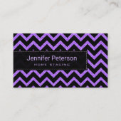 Paarse Glitter Black Chevron Visitekaartje (Voorkant)