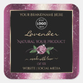 Paarse Glitter Black Floral Product Labels Logo (Voorkant)
