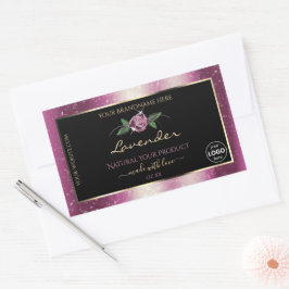 Paarse Glitter Black Floral Product Labels Logo