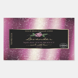 Paarse Glitter Black Floral Product Labels Logo