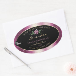 Paarse Glitter Black Floral Product Labels Logo