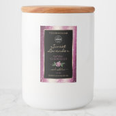 Paarse Glitter Black Floral Product Labels Logo Voedselcontainer Etiket (Voorkant)