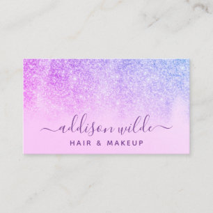 Paarse Glitter Blauwe Moderne Visagist Visitekaartje