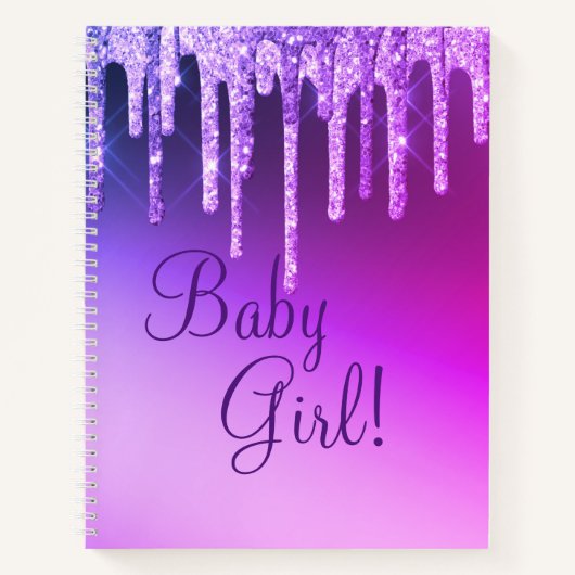 Paarse Glitter Bling Girl Name Sparkle Glam Chic Notitieboek (Voorkant)