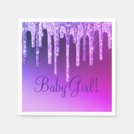 Paarse Glitter Bling Girl Name Sparkle Glam Chic Servet