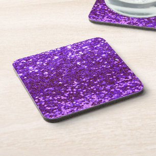 Paarse Glitter Bling Glans Blinkende Meisjesachtig Bier Onderzetter