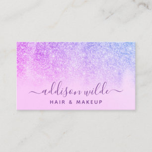 Paarse Glitter Blue Modern Makeup Artiest Visitekaartje