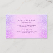 Paarse Glitter Blue Modern Makeup Artiest Visitekaartje (Achterkant)