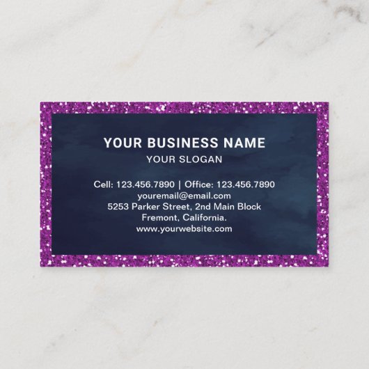 Paarse glitter Blueberry Cheesecake Slice Bakery Visitekaartje (Achterkant)