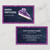 Paarse glitter Blueberry Cheesecake Slice Bakery Visitekaartje (Voorkant / Achterkant)