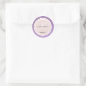 Paarse Glitter & Blush Pink Weddenschap Monogram Ronde Sticker (Tas)