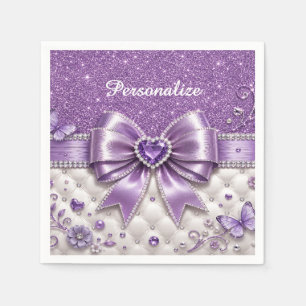 Paarse Glitter Boog Hart Gepersonaliseerd Glam Des Servet