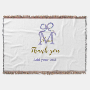 Paarse glitter boog Voeg naam letter monogram dank Deken
