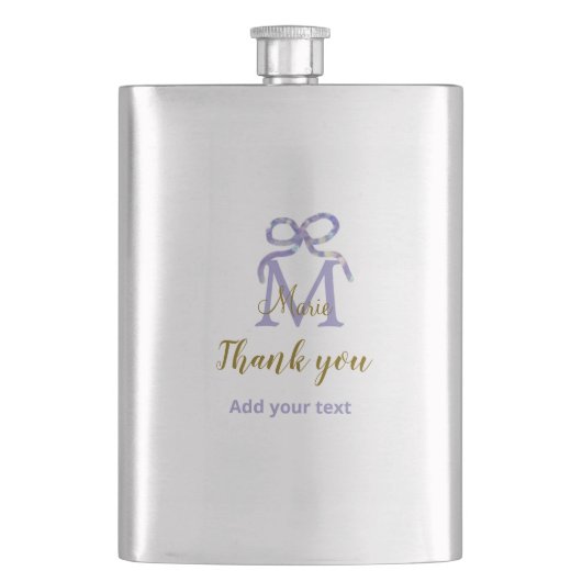 Paarse glitter boog Voeg naam letter monogram dank Flacon (Voorkant)