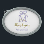 Paarse glitter boog Voeg naam letter monogram dank Gesp<br><div class="desc">mooi design</div>