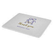 Paarse glitter boog Voeg naam letter monogram dank Snijplank (Hoek)