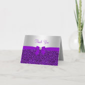 Paarse Glitter & Bow bedankkaart (Voorkant)