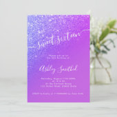 Paarse glitter Bright Ombre Chic script Sweet 16 2 Kaart (Staand voorkant)