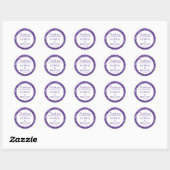 Paarse glitter bruiloft dank je wel ronde sticker (Vel)