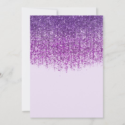 Paarse Glitter Bruiloftsborrel  Kaart (Achterkant)