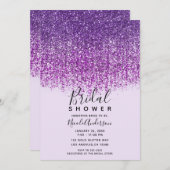 Paarse Glitter Bruiloftsborrel  Kaart (Voorkant / Achterkant)