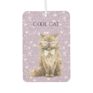 Paarse Glitter Bruine Cool Cat Bril Luchtverfrisser