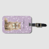 Paarse Glitter Bruine Koele Kat Bril Bagagelabel (Voorkant (horizontaal))