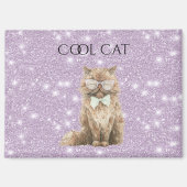 Paarse Glitter Bruine Koele Kat Bril Magneet (Voorkant)