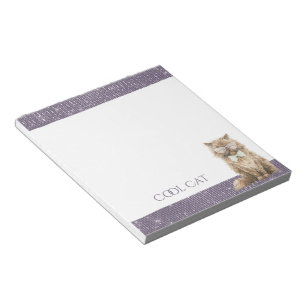Paarse Glitter Bruine Koele Kat Bril Notitieblok