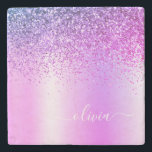 Paarse Glitter Brushed Girly Monogram Naam Stenen Onderzetter<br><div class="desc">Paarse Faux Folie Metallic Sparkle Glitter Brushed Metal Monogram Name Stone Tile. Dit maakt het perfecte afstuderen,  zoete 16 verjaardag,  bruiloft,  vrijgezellenfeest,  verjaardagsdag,  baby shower of vrijgezellenfeest voor iemand die van luxe en chic stijlen houdt.</div>
