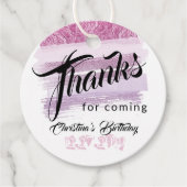 Paarse Glitter Brushes Moderne Bedankt Bedankjes Labels (Voorkant)