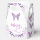 Paarse Glitter Butterfly Birthday Gable Favor Box Bedankdoosjes (Geopend)