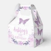 Paarse Glitter Butterfly Birthday Gable Favor Box Bedankdoosjes (Voorkant Zijde)