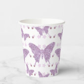 Paarse glitter Butterfly Birthday Paper Cup Papieren Bekers (Links)