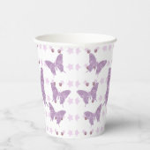 Paarse glitter Butterfly Birthday Paper Cup Papieren Bekers (Rechts)