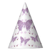 Paarse Glitter Butterfly Birthday Party Pet Feesthoedjes (Voorkant)