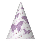 Paarse Glitter Butterfly Birthday Party Pet Feesthoedjes (Links)
