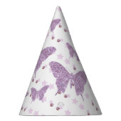 Paarse Glitter Butterfly Birthday Party Pet Feesthoedjes (Rechts)