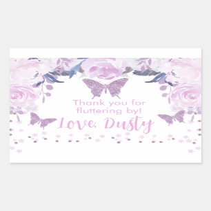 Paarse glitter Butterfly Birthday Sticker