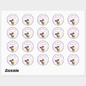 Paarse Glitter Cartoon Maid House Cleaning Service Ronde Sticker (Vel)