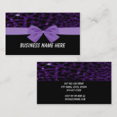 Paarse glitter Cheetah met Visitekaartje van bout (Voorkant / Achterkant)