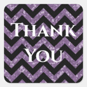 Paarse Glitter Chevron Dank u Stickers (Voorkant)