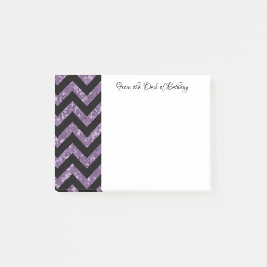 Paarse Glitter Chevron Post-It Notes (Voorkant)
