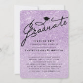 Paarse Glitter Chic Afstuderen Graduation Cap Part Kaart (Voorkant)