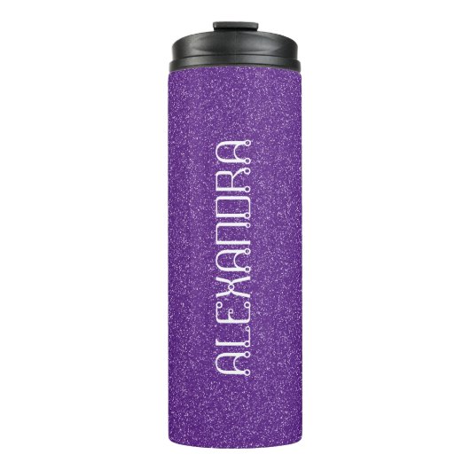 Paarse Glitter Chic Pattern Mame Persoonlijk Thermosbeker (Voorkant)