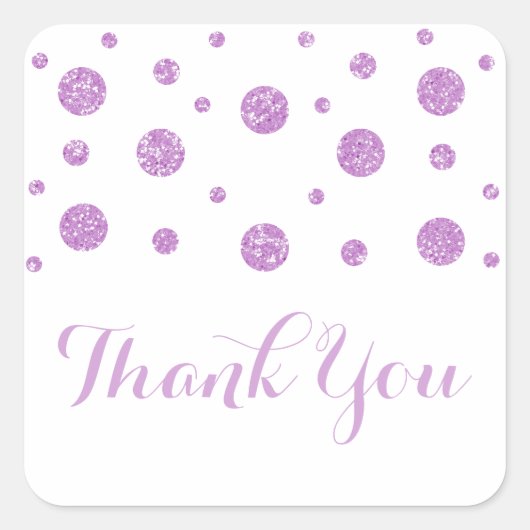 Paarse glitter Confetti bruiloft dank u Stickers (Voorkant)