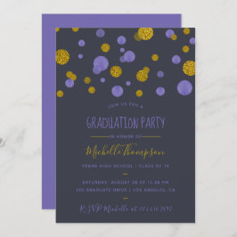 Paarse Glitter Confetti Graduation Party Kaart