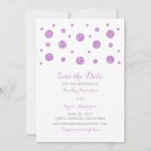 Paarse Glitter Confetti sparen de Datum uitnodigen Save The Date (Voorkant)