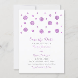 Paarse Glitter Confetti sparen de Datum uitnodigen Save The Date