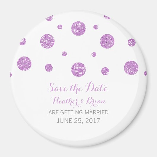Paarse Glitter Confetti sparen de Magnet van de Da (Voorkant)